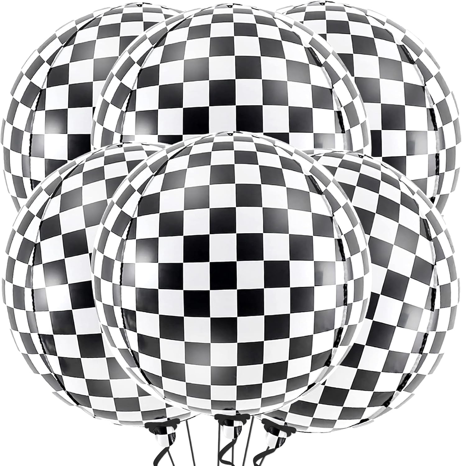 16" Black and White Checkered Ball Balloon (1ct)